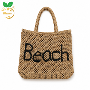 ilham Handmade "Beach" Typography Jute Crochet Tote Bag