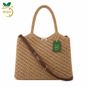 ilham Handmade Dual-Carry Lace Crochet Tote – Signature Jute &amp; Leather Edition