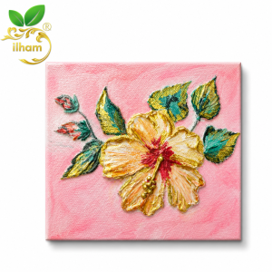 ilham Handmade Golden Hibiscus 3D Texture Art – Tropical Elegance Collection